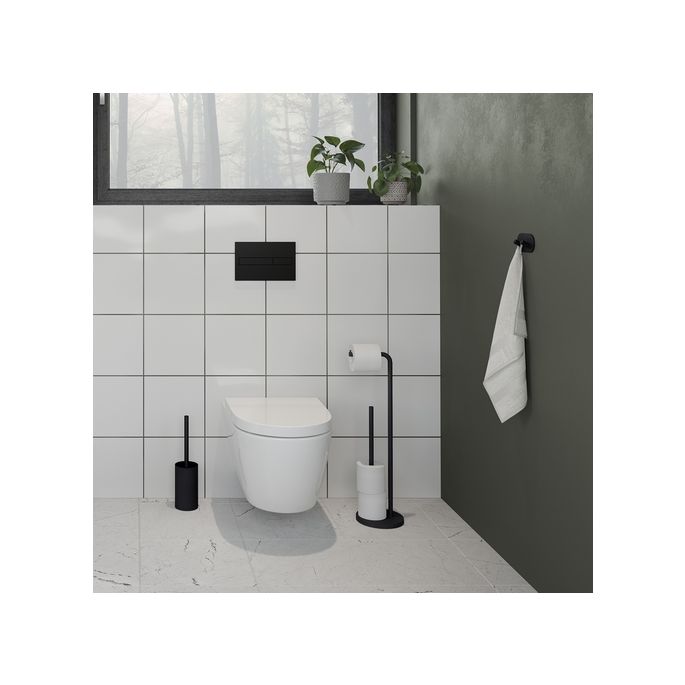Smedbo Beslagsboden BB1230 toiletrolhouder met reserverolhouder mat zwart