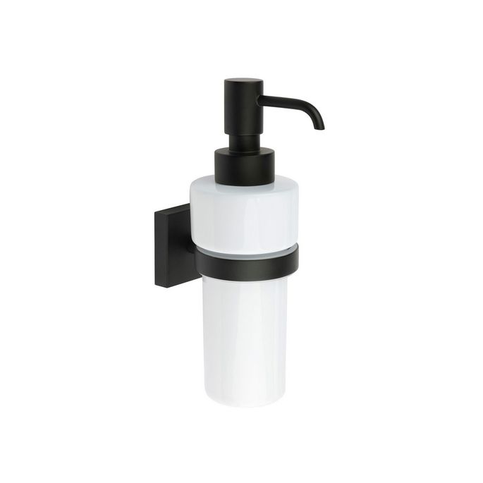 Smedbo House RB369P holder with glass soap dispenser black