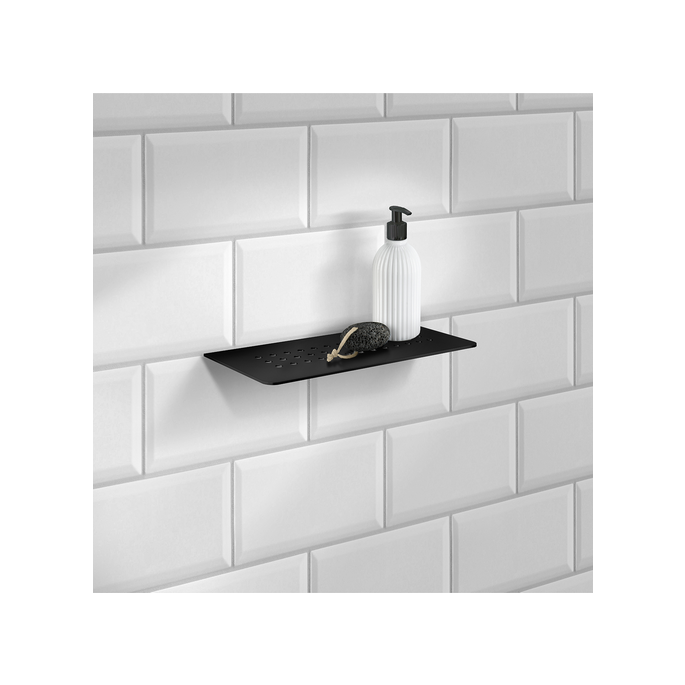 Smedbo Sideline DB3061 bathroom glass shelf 25 cm matt black