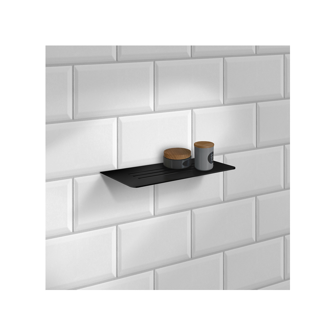 Smedbo Sideline DB3062 bathroom glass shelf 25 cm matt black