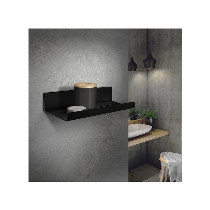 Smedbo Sideline DB5001 bathroom glass shelf 25 cm matt black
