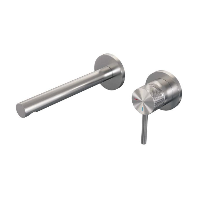 Brauer Carving 5-NG-004-S6-65 inbouw wastafelmengkraan met rechte uitloop en rozetten model A1 RVS geborsteld PVD