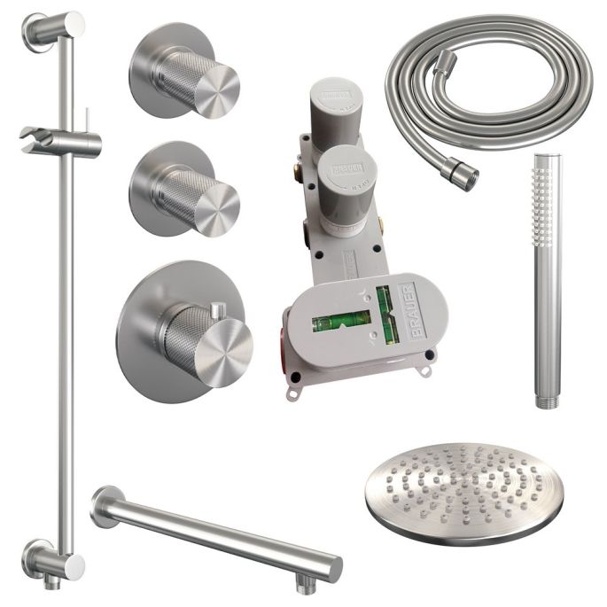 Brauer Carving 5-NG-109 thermostatische inbouw regendouche SET 13 RVS geborsteld PVD