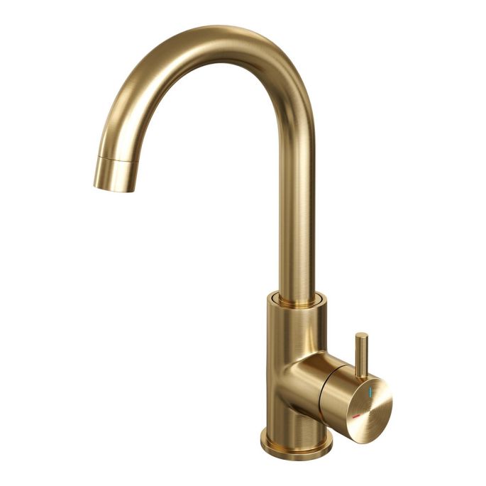 Brauer Edition 5-GG-003-R2 high body basin mixer with swivel round spout model B gold brushed PVD