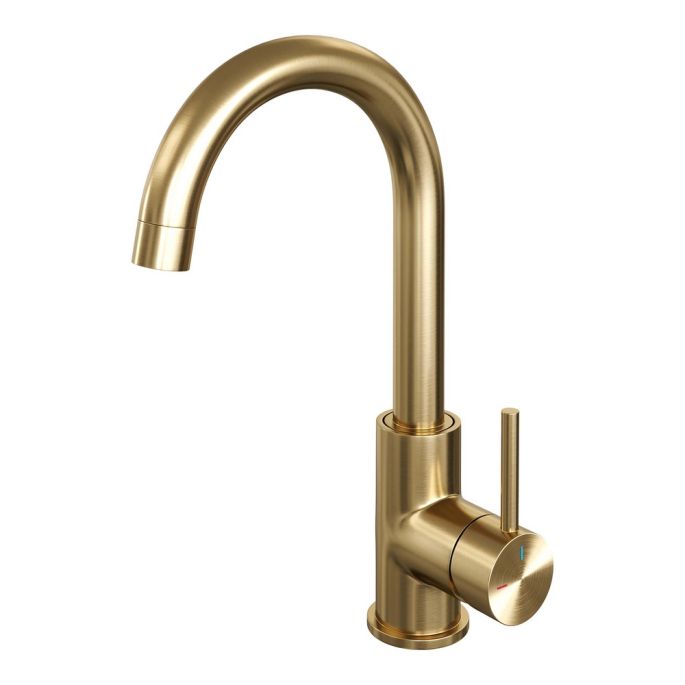 Brauer Edition 5-GG-003 high body basin mixer with swivel round spout model A gold brushed PVD