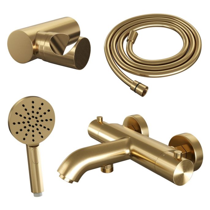 Brauer Edition 5-GG-041-4 opbouw baddouche thermostaatkraan SET 04 goud geborsteld PVD