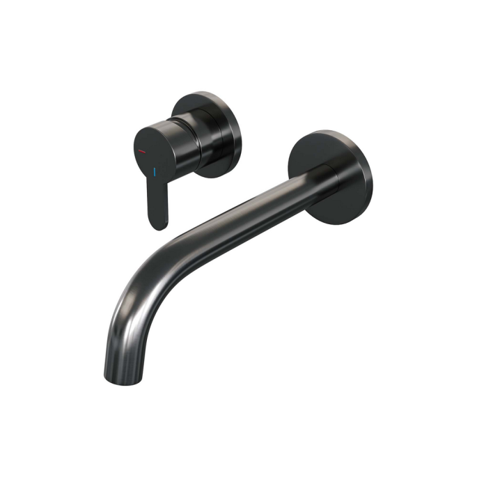 Brauer Edition 5-GM-083-B4-65 inbouw wastafelmengkraan met gebogen uitloop en rozetten model D2 gunmetal geborsteld PVD