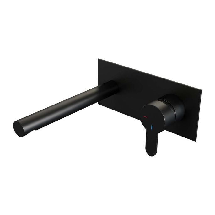 Brauer Edition 5-S-004-S4 inbouw wastafelmengkraan met rechte uitloop en afdekplaat model D1 mat zwart