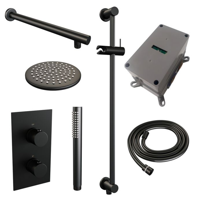 Brauer Edition 5-S-064 thermostatische inbouw regendouche 3-weg omstelling SET 37 mat zwart
