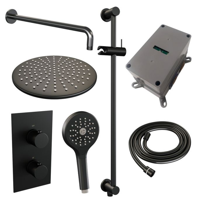 Brauer Edition 5-S-069 thermostatische inbouw regendouche 3-weg omstelling SET 46 mat zwart
