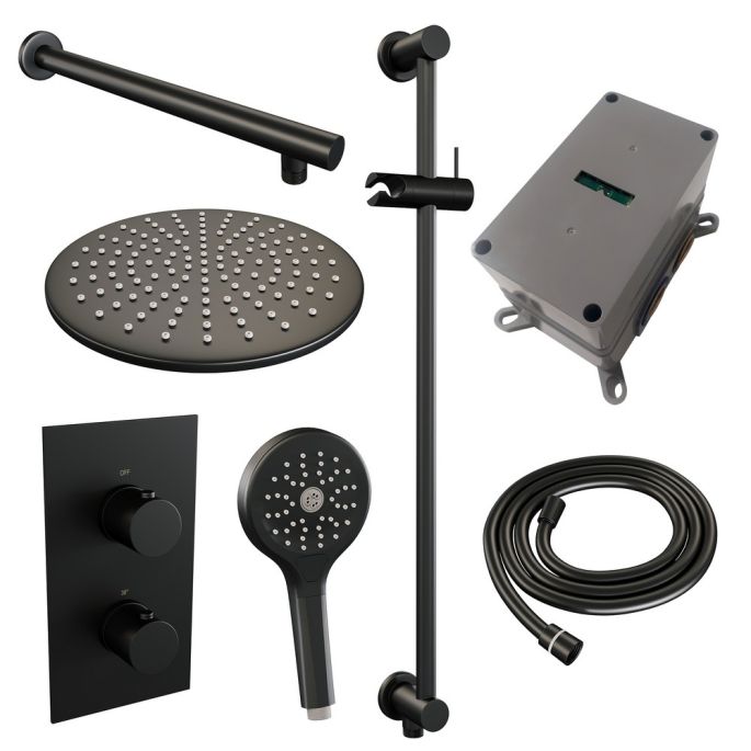 Brauer Edition 5-S-071 thermostatische inbouw regendouche 3-weg omstelling SET 44 mat zwart