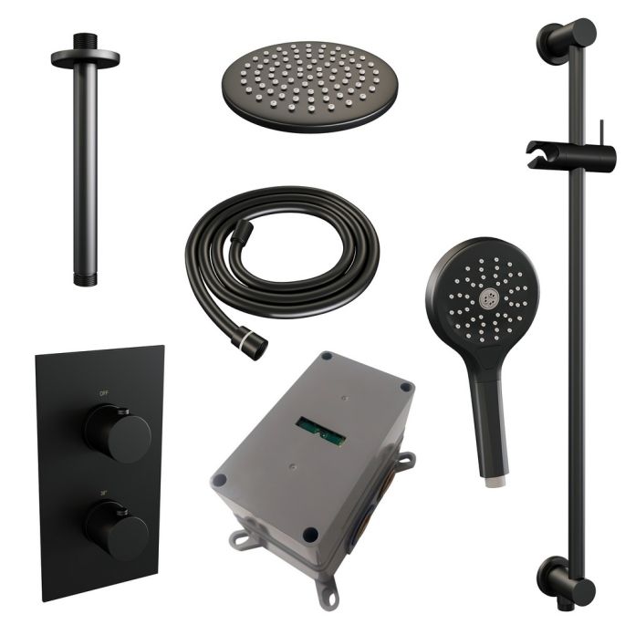 Brauer Edition 5-S-072 thermostatische inbouw regendouche 3-weg omstelling SET 47 mat zwart