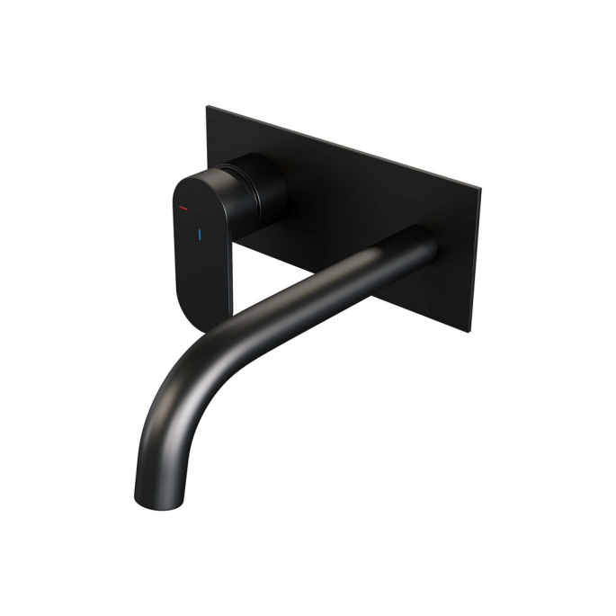 Brauer Edition 5-S-083-B3 inbouw wastafelmengkraan met gebogen uitloop en afdekplaat model C2 mat zwart