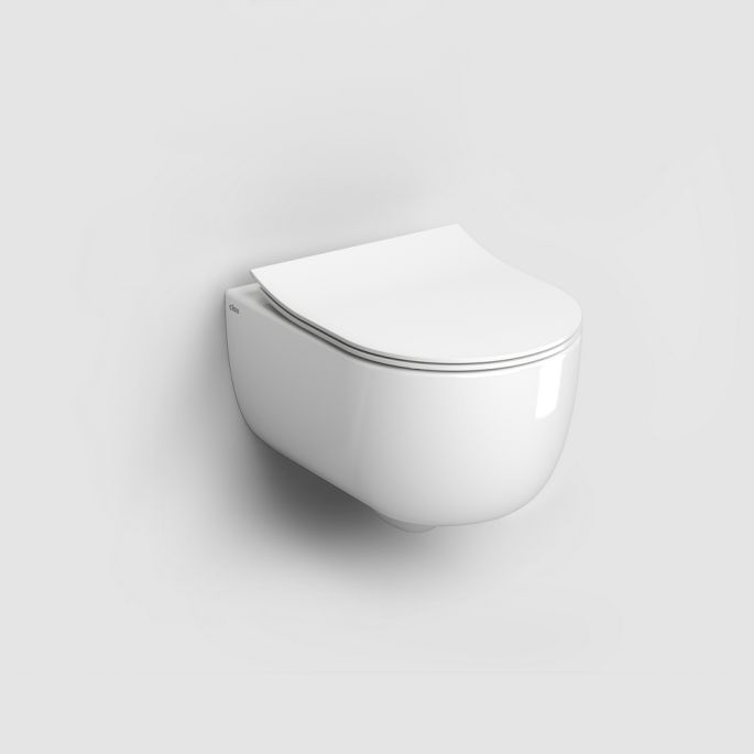 Clou Hammock CL0401081 rimless wall-mounted toilet 49cm with thin toilet seat glossy white