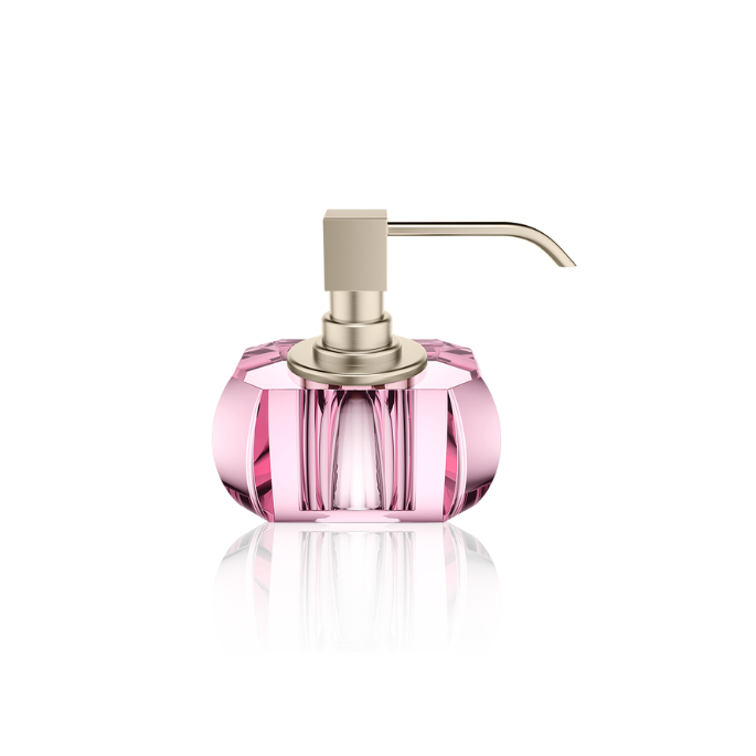 Decor Walther Kristall 0939161 KR SSP zeepdispenser Crystal roze glas - geborsteld nikkel