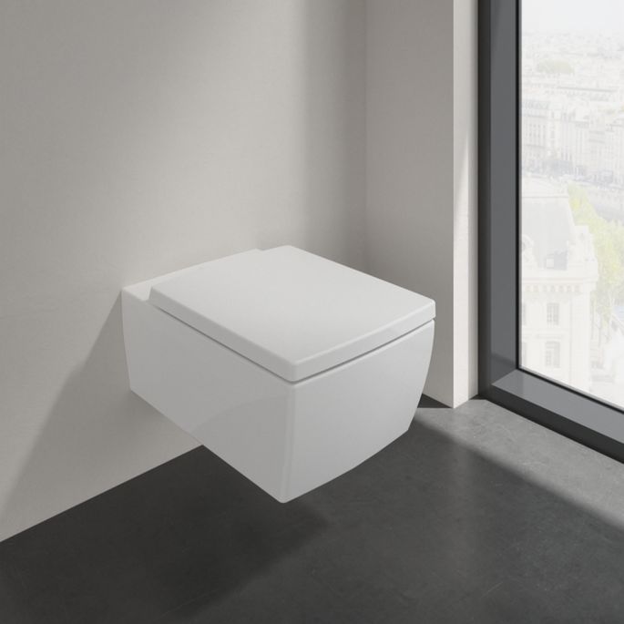 Villeroy en Boch Memento 2.0 8M24S1RW toiletzitting met deksel Stone White