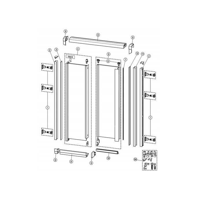 Huppe 1002, 046507 verticale afdichtingsstrip/ magneetstrip