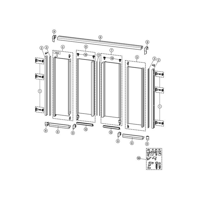 Huppe 1002, 054867 set inschuif magneetstrippen