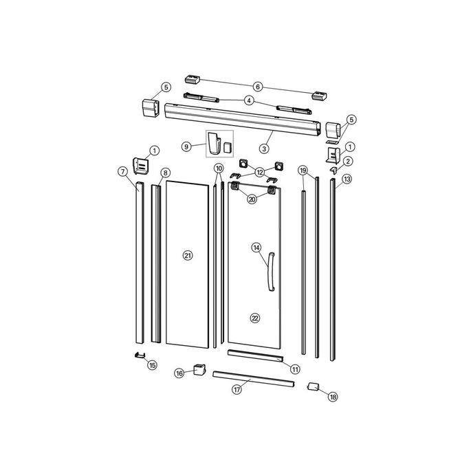 Huppe Design elegance - Aura elegance - Vista pure, 024308 vertical sealing profile