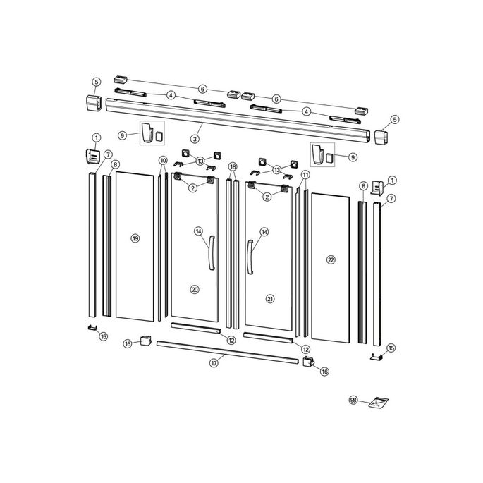 Huppe Aura elegance, 025514 set verticale afdichtingsstrippen, links