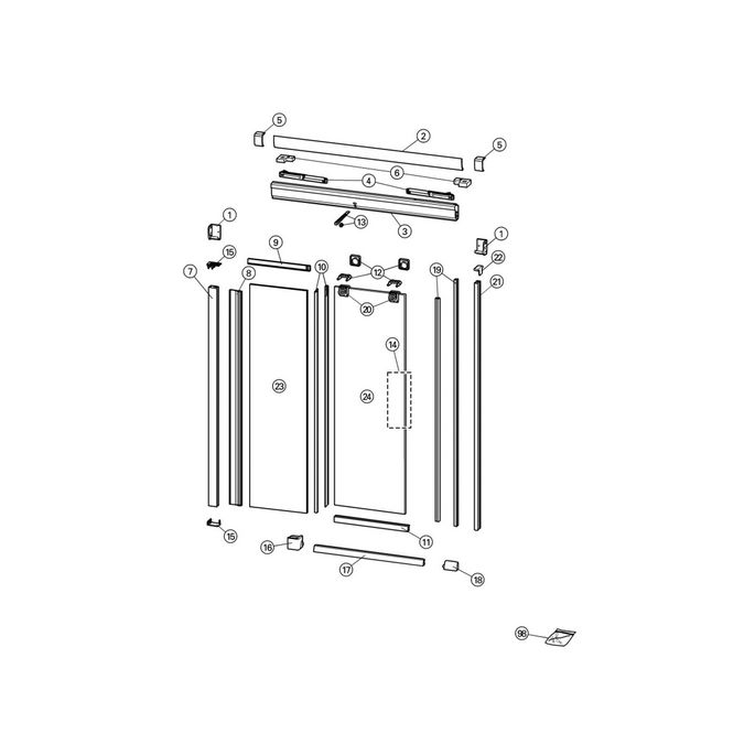 Huppe Design elegance - Aura elegance - Vista pure, 024308 vertical sealing profile
