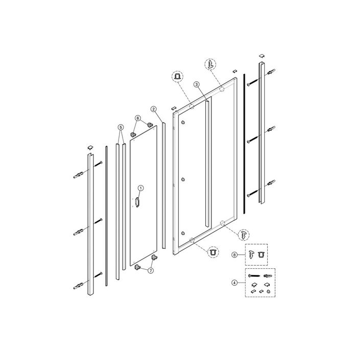 Huppe X1, 061261 verticale afdichtingsstrip, deursegment