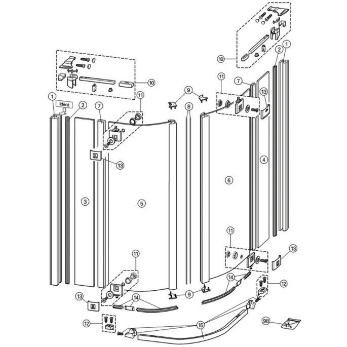 Huppe 1002, 054991 verticale afdichtingsstrip