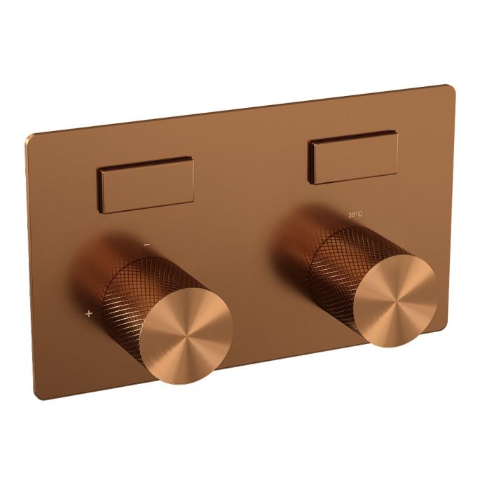 Brauer Carving 5-GK-213 thermostatische inbouw badkraan met drukknoppen SET 04 koper geborsteld PVD