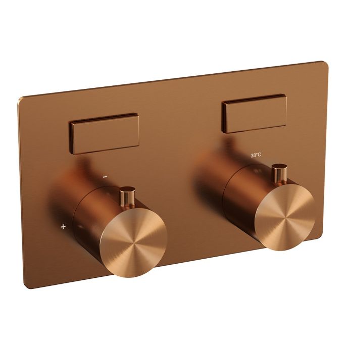 Brauer Edition 5-GK-210 thermostatic concealed bath mixer with push buttons SET 03 copper brushed PVD