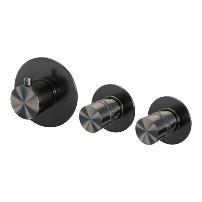 Brauer Edition 5-GM-047 thermostatische inbouw badkraan SET 02 gunmetal geborsteld PVD