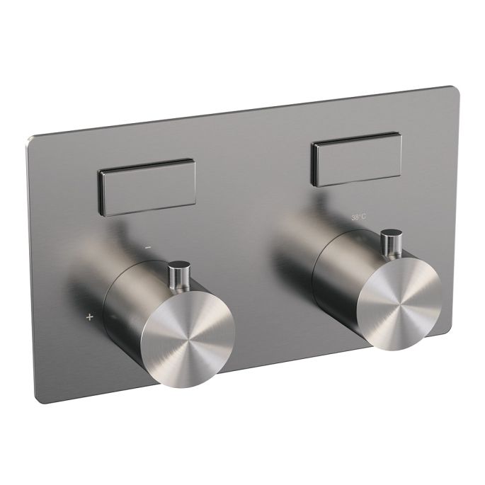 Brauer Edition 5-NG-208 thermostatische inbouw badkraan met drukknoppen SET 03 RVS geborsteld PVD