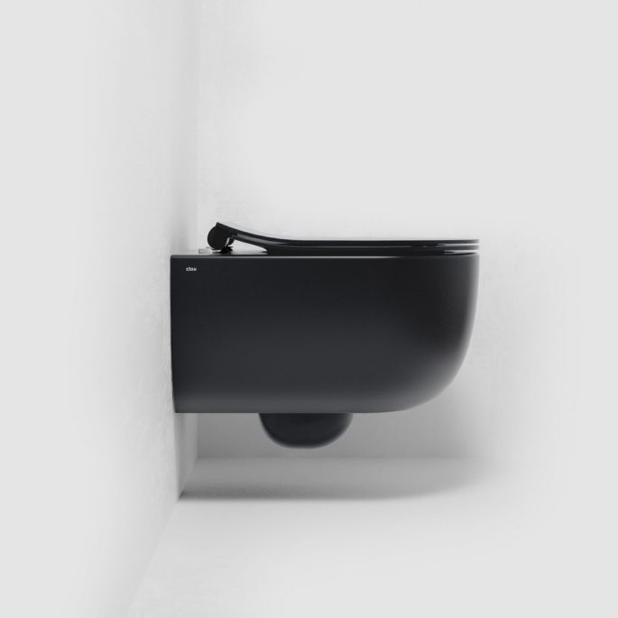 Clou Hammock CL040108121 rimless wall-mounted toilet 49cm with thin toilet seat matt black
