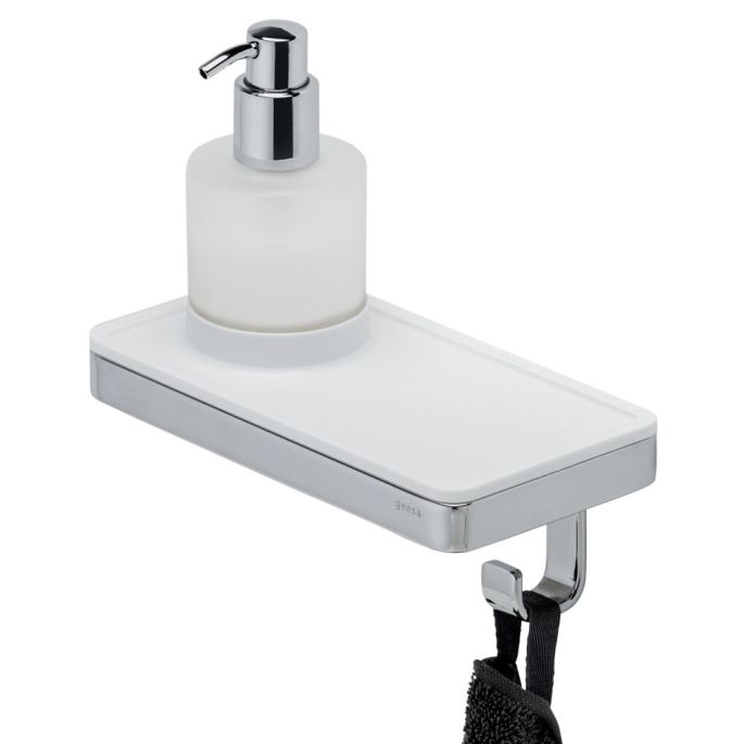 Geesa Frame 918816-02 zeepdispenser 200 ml met planchet en handdoekhaak chroom/ wit