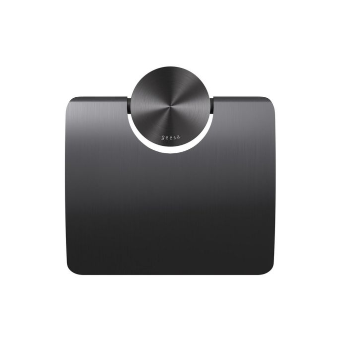 Geesa Opal Brushed Metal Black 917208-09 toiletrolhouder met klep zwart metaal geborsteld
