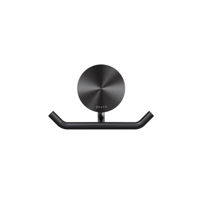 Geesa Opal Brushed Metal Black 917215-09 handdoekhaak dubbel zwart metaal geborsteld