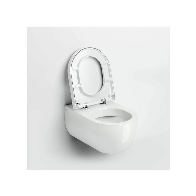 Clou Hammock CL0401060 Randlose 56cm Wandtoilette mit Toilettensitz glänzend weiß