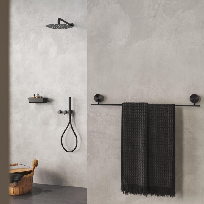 Geesa Opal Brushed Metal Black 917207-09-60 handdoekrek 60 cm zwart metaal geborsteld