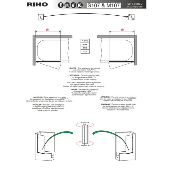 Riho Scandic 131604010 hinge chrome (for Riho Scandic bath wall)