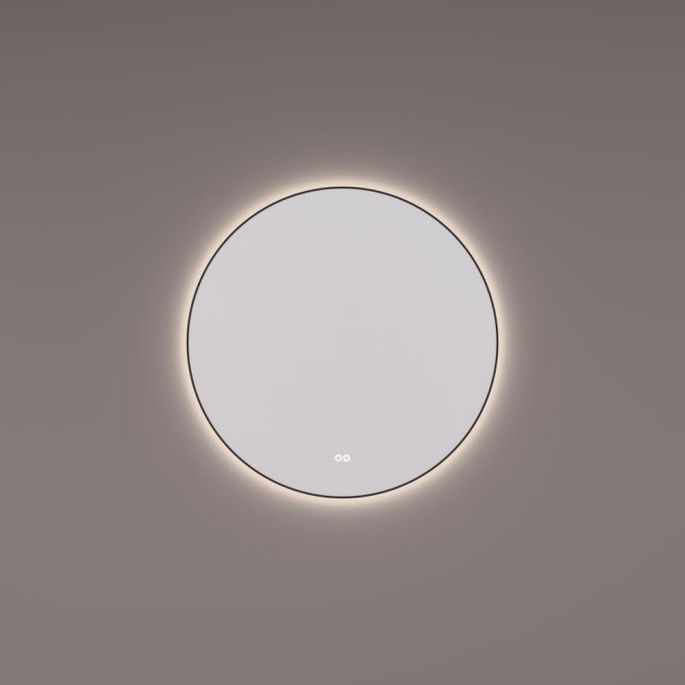 Hipp Design SPV 13505 BL KW spiegel rond in MAT ZWART met indirecte LED verlichting rondom 60x3cm