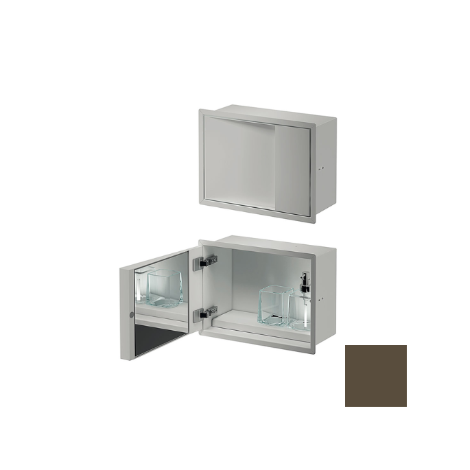 Inda MY Secret A80750BN inbouwnis met bekerhouder, zeepdispenser en spiegel 350x260mm mat bruno
