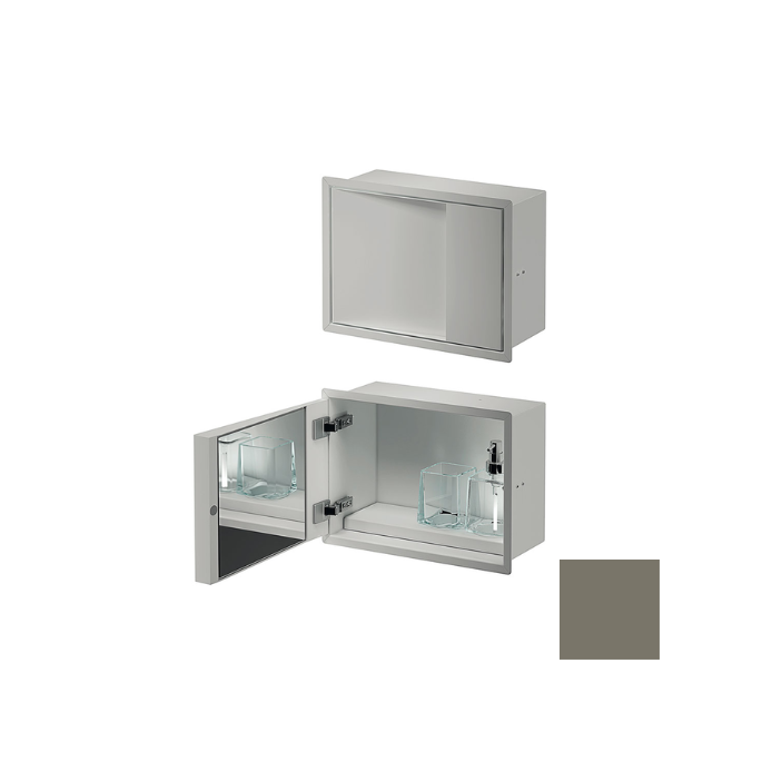Inda MY Secret A80750CX inbouwnis met bekerhouder, zeepdispenser en spiegel 350x260mm mat creta