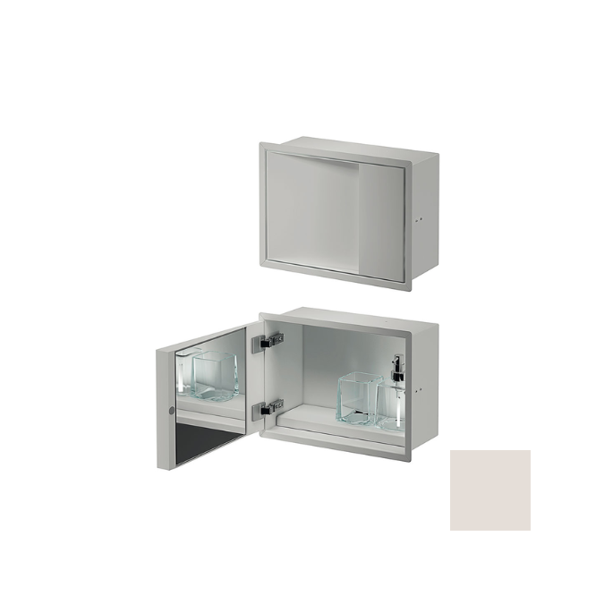 Inda MY Secret A80750MP inbouwnis met bekerhouder, zeepdispenser en spiegel 350x260mm mat perla