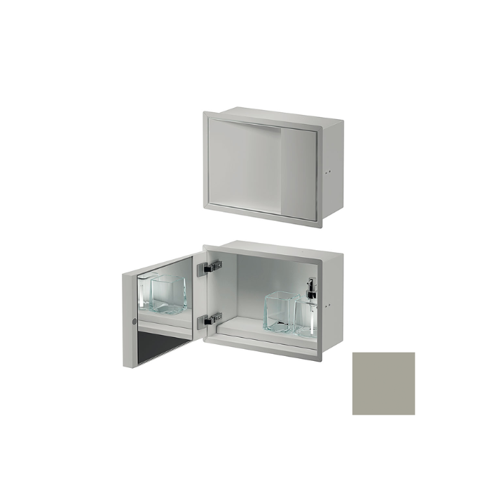 Inda MY Secret A80750ST inbouwnis met bekerhouder, zeepdispenser en spiegel 350x260mm mat seta
