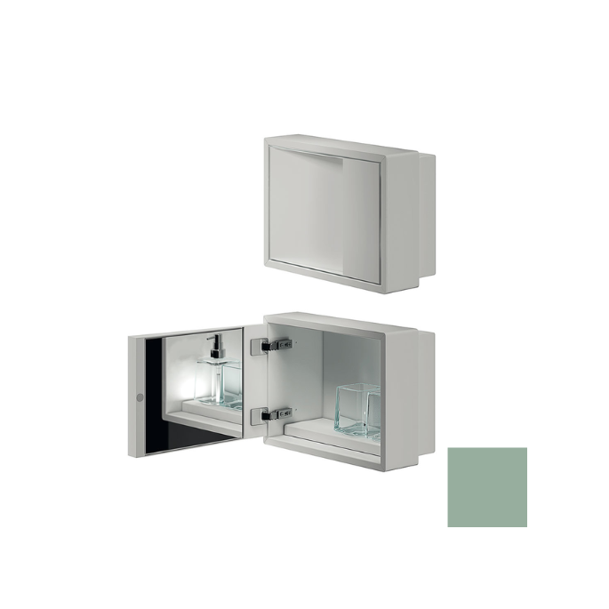 Inda MY Secret A80760GD inbouwnis met bekerhouder, zeepdispenser en spiegel 350x260mm mat giada