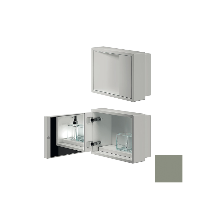 Inda MY Secret A80760VV inbouwnis met bekerhouder, zeepdispenser en spiegel 350x260mm mat verde salvia