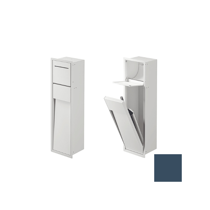 Inda MY Secret A8085ABD inbouwnis met toiletrolhouder en toiletborstelgarnituur 190x660mm mat blu denim