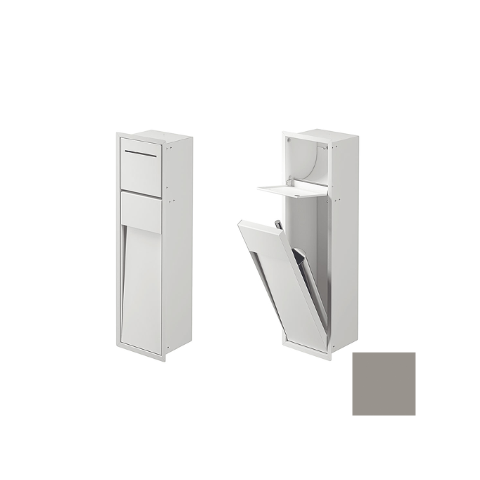 Inda MY Secret A8085APT inbouwnis met toiletrolhouder en toiletborstelgarnituur 190x660mm mat platino