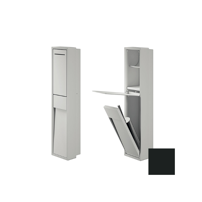 Inda MY Secret A8086CNE inbouwnis met toiletrolhouder en toiletborstelgarnituur 190x860mm mat zwart