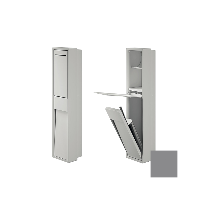 Inda MY Secret A8086CTN inbouwnis met toiletrolhouder en toiletborstelgarnituur 190x860mm mat titanio