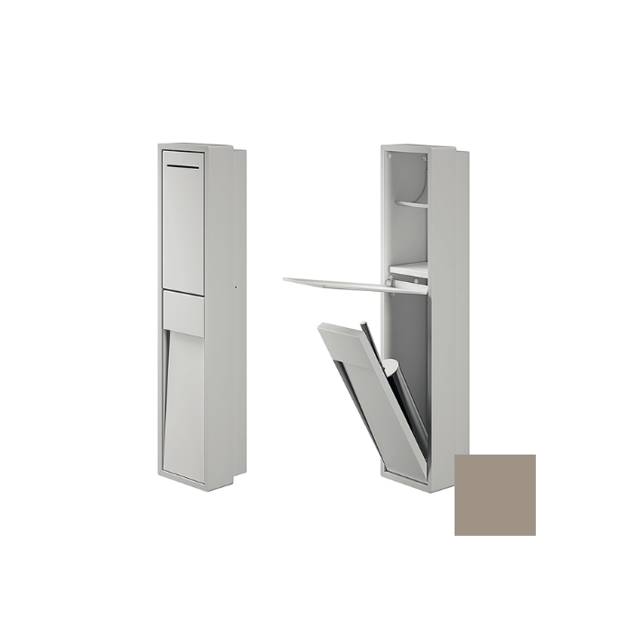 Inda MY Secret A8086CVS inbouwnis met toiletrolhouder en toiletborstelgarnituur 190x860mm mat visone